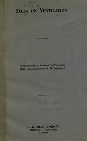 Data on ventilation, supplementary to section II of "Scientific office management" by William Henry Leffingwell