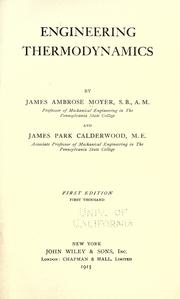 Cover of: Engineering thermodynamics by Moyer, James Ambrose, Moyer, James Ambrose