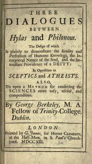 Cover of: Three dialogues between Hylas and Philonous. by George Berkeley