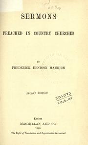 Cover of: Sermons preached in country churches by Frederick Denison Maurice