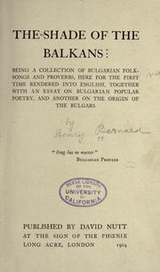 Cover of: The shade of the Balkans by Henry Bernard, Henry Bernard