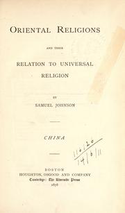 Cover of: Oriental religions and their relations to universal religion: China.