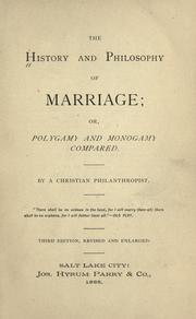 Cover of: The history and philosophy of marriage by E. N. Jencks