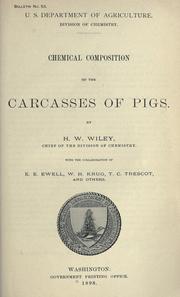 Cover of: Chemical composition of the carcasses of pigs. by Wiley, Harvey Washington