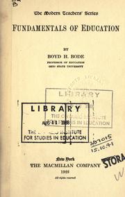 Cover of: Fundamentals of education by Boyd Henry Bode, Boyd Henry Bode