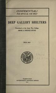 Cover of: Deep gallery shelters