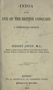Cover of: India on the eve of the British conquest: an historical sketch.