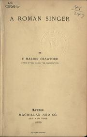 Cover of: A Roman Singer. by Francis Marion Crawford