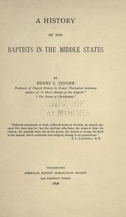 Cover of: A history of the Baptists in the middle states