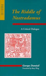 Cover of: The Riddle of Nostradamus: A Critical Dialogue (Parallax: Re-visions of Culture and Society) by Georges Dumézil