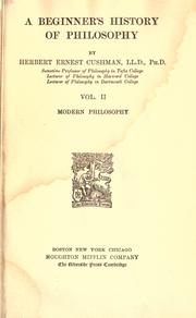 Cover of A beginner's history of philosophy by Cushman, Herbert Ernest