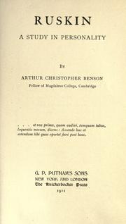 Cover of: Ruskin by Arthur Christopher Benson