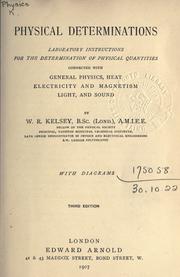 Front cover of Physical determinations by W.R Kelsey