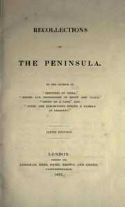 Cover of: Recollections of the Peninsula