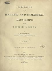 Cover of: Catalogue of the Hebrew and Samaritan manuscripts in the British museum by British Museum. Department of Oriental Printed Books and Manuscripts.