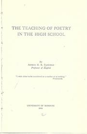 Cover of: The teaching of poetry in the high school by Arthur Henry Rolph Fairchild, Arthur Henry Rolph Fairchild