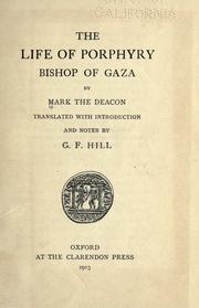 Cover of: The life of Porphyry, bishop of Gaza by Marcus Diaconus.
