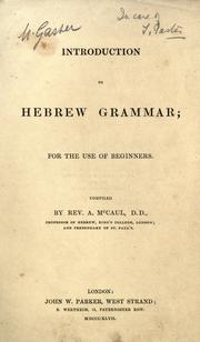 Cover of: Introduction to Hebrew grammar for the use of beginners