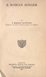 Cover of: A Roman singer by Francis Marion Crawford, Francis Marion Crawford