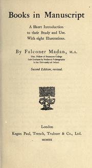 Cover of: Books in manuscript