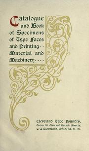 Cover of: Catalogue and book of specimens of type faces and printing material and machinery