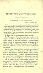 Cover of: The protest against expunging.: In the Senate of the United States, Jan. 16, 1837.