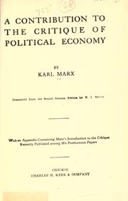 Cover of: A contribution to The critique of political economy. by Karl Marx, Karl Marx