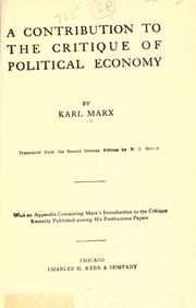 Cover of: A contribution to The critique of political economy. by Karl Marx