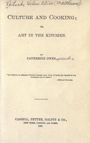 Cover of: Culture and cooking; or