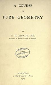Cover of: A course of pure geometry by E. H. Askwith