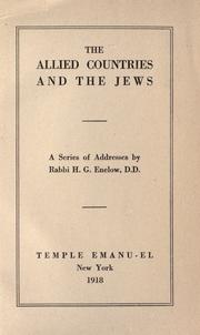 Cover of: allied countries and the Jews