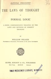 Cover of: The laws of thought, or formal logic by William Poland