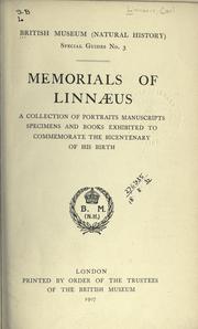 Cover of: Special guides.  No. 3. - Memorials of Linnaeus: a collection of portraits, manuscripts, specimens and books exhibited to commemorate the bicentenary of his birth.