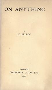 Cover of: On anything. by Hilaire Belloc