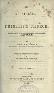 Cover of: The apostolical and primitive church by Lyman Coleman, Lyman Coleman