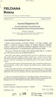 Cover of: Austral Hepaticae IX: Anastrophyllum tristanianum, a new species from Tristan da Cunha