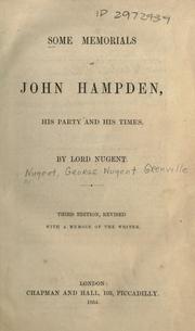 Cover of: Some memorials of John Hampden: his party and his times
