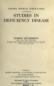 Cover of: Studies in deficiency disease