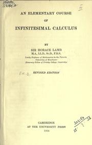 Cover of: An elementary course of infinitesimal calculus. by Sir Horace Lamb, Sir Horace Lamb