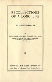Recollections of a long life by Theodore L. Cuyler