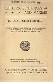 Cover of: Letters, sentences and maxims by Philip Dormer Stanhope, 4th Earl of Chesterfield