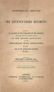 Cover of: Historical record of the Seventy-third Regiment by Richard Cannon