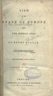 Cover of: View of the State of Europe During the Middle Ages: Complete in One Volume