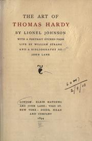 Cover of: The art of Thomas Hardy by Lionel Pigot Johnson