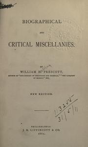 Cover of: Biographical and critical miscellanies. by William Hickling Prescott