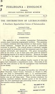 Cover of: distribution of Leurognathus: a southern Appalachian genus of salamanders