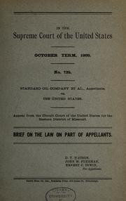 Cover of: Standard Oil Company et al., appellants, vs. The United States.: Brief on the law on part of appellants.