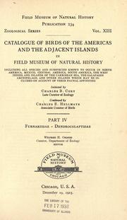 Cover of: Catalogue of birds of the Americas and the adjacent islands in Field Museum of Natural History. by Charles B. Cory