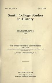 Cover of: The Hayes-Conkling controversy, 1877-1879 ... by Venila Lovina Shores, Venila Lovina Shores