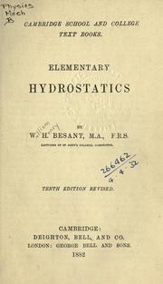 Cover of: Elementary hydrostatics. by William Henry Besant